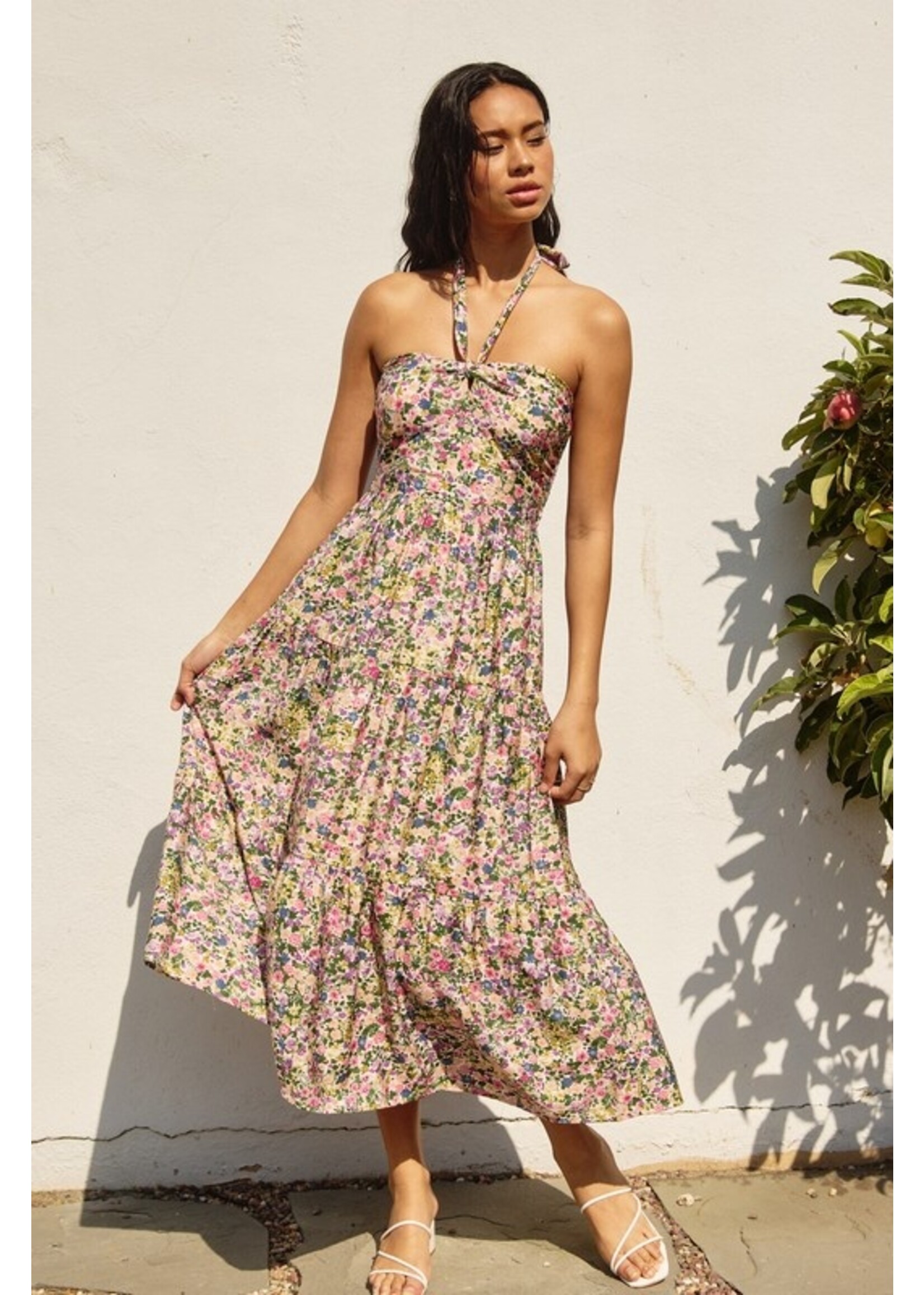 Lucky Charm Halter DressPink/Green Floral