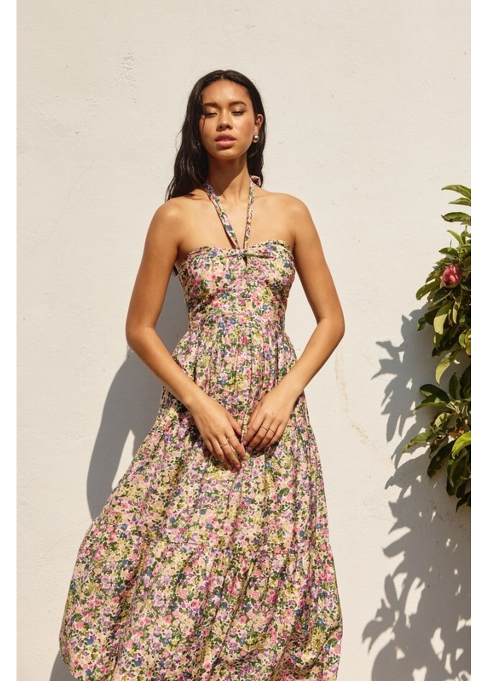 Lucky Charm Halter DressPink/Green Floral
