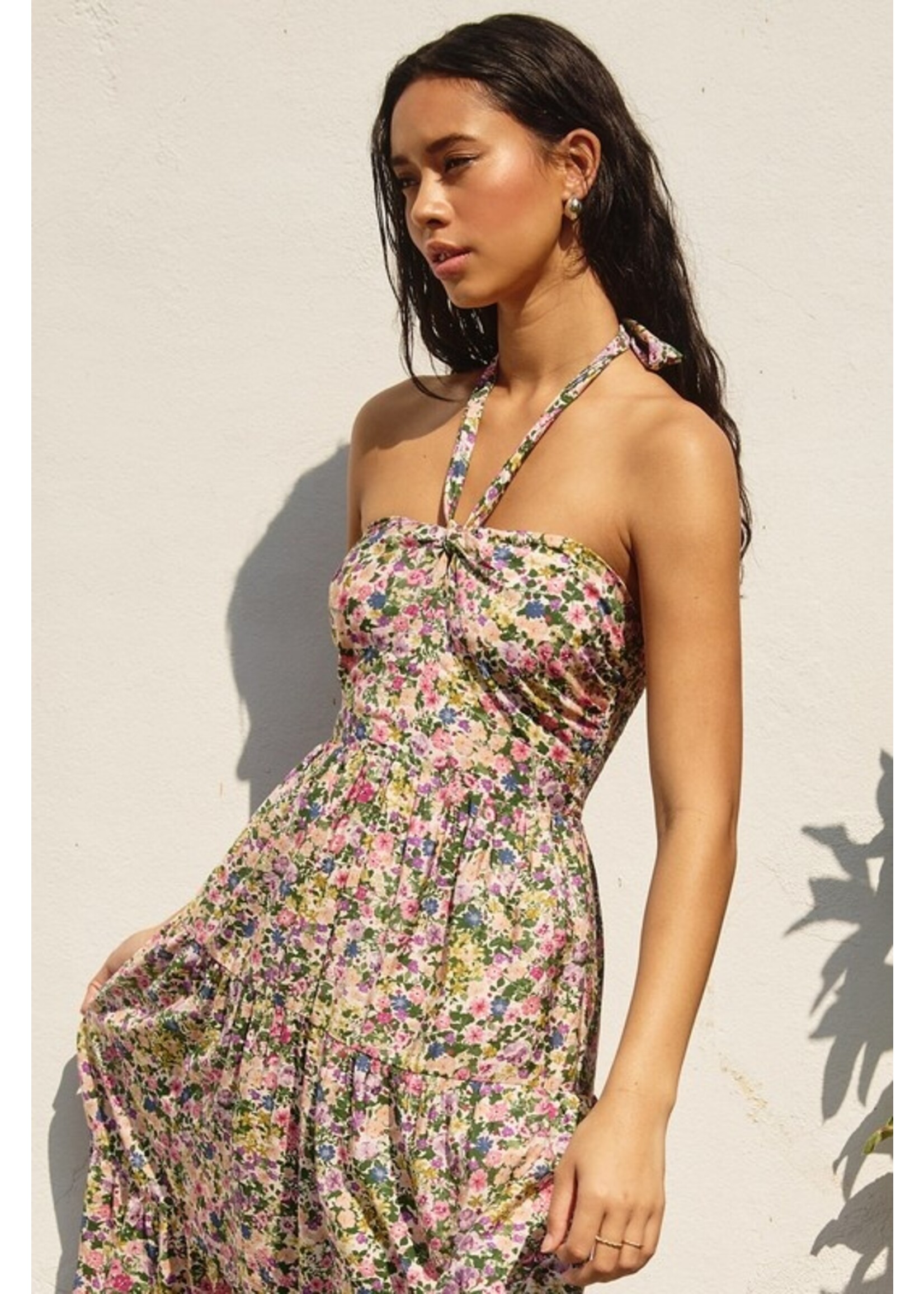 Lucky Charm Halter DressPink/Green Floral