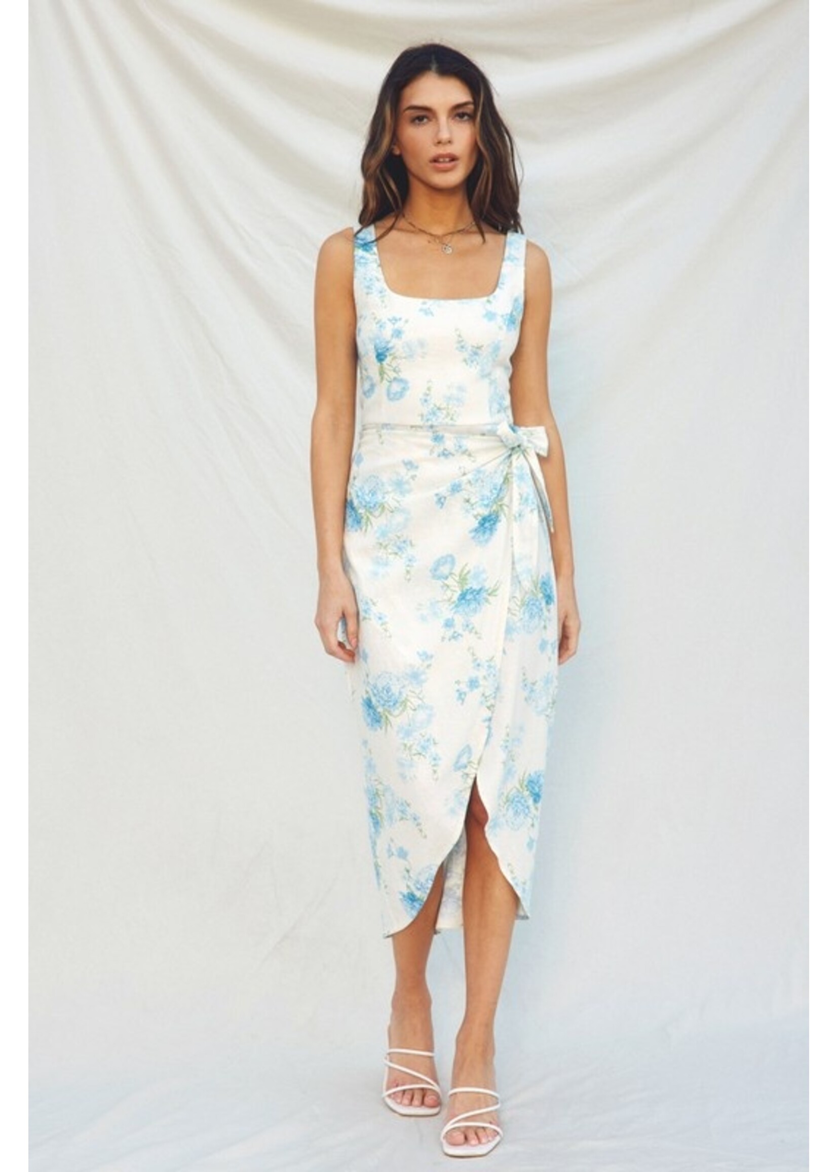 Tulip Hem Floral Wrap Dress Porcelain Bloom