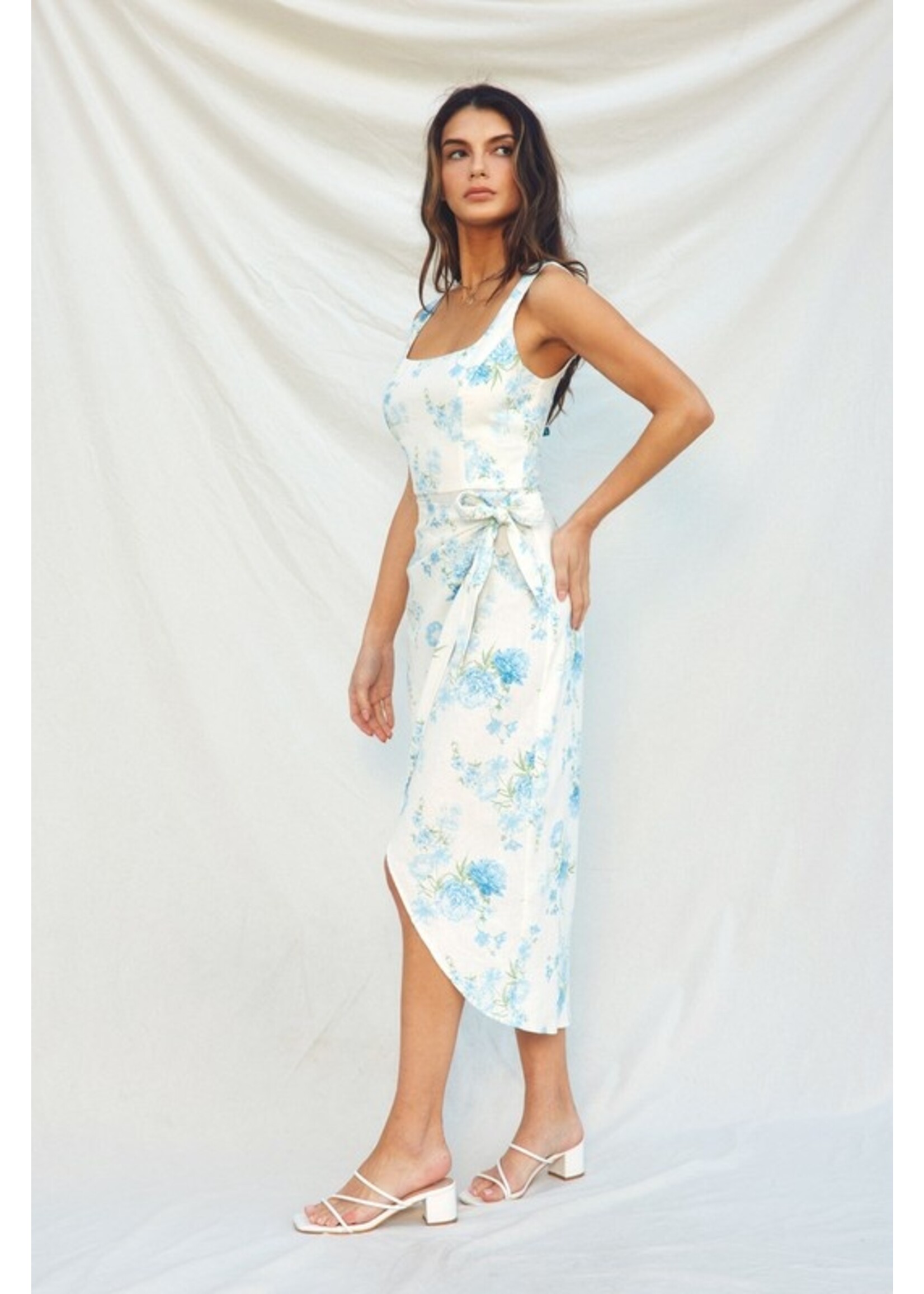 Tulip Hem Floral Wrap Dress Porcelain Bloom