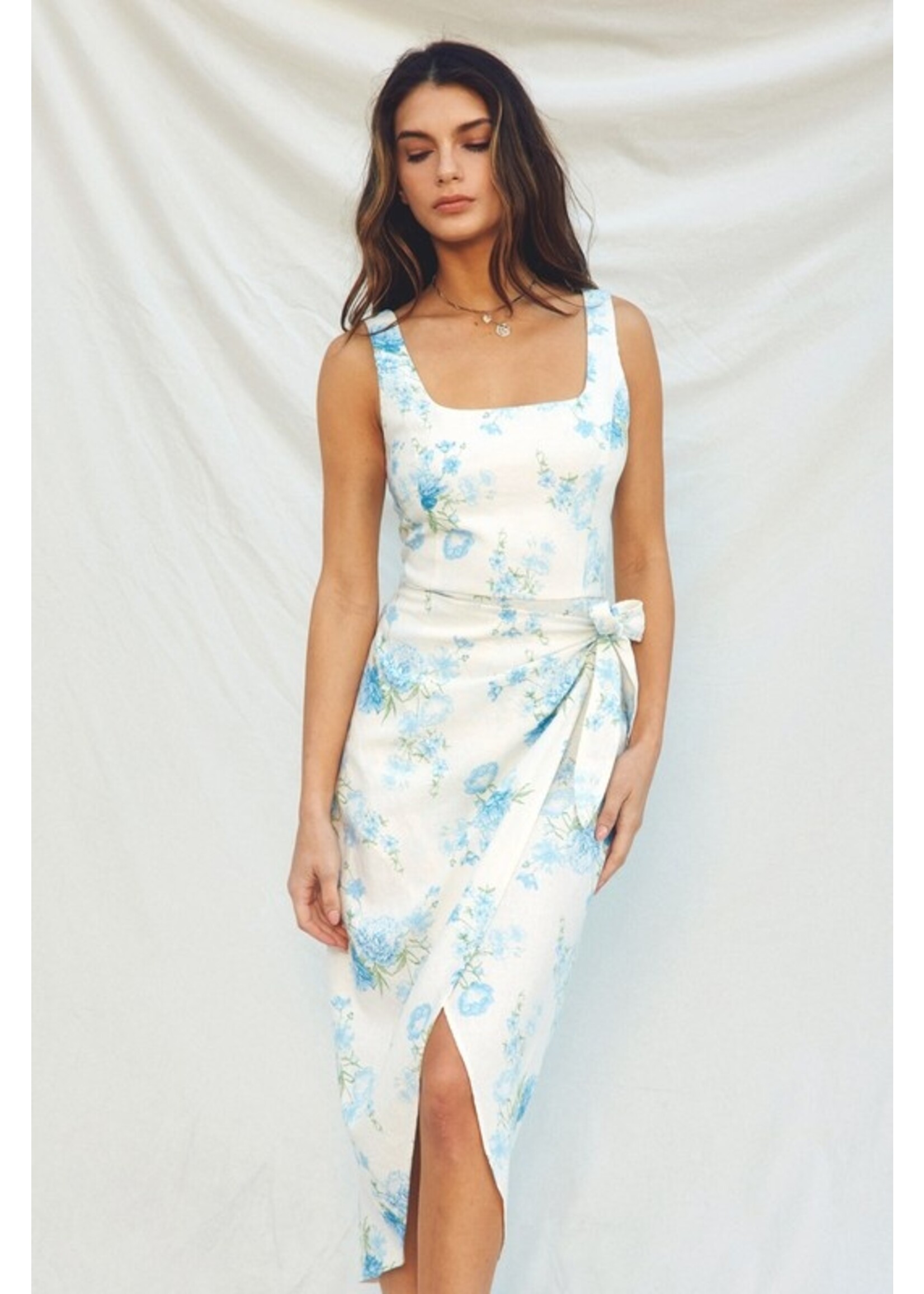 Tulip Hem Floral Wrap Dress Porcelain Bloom