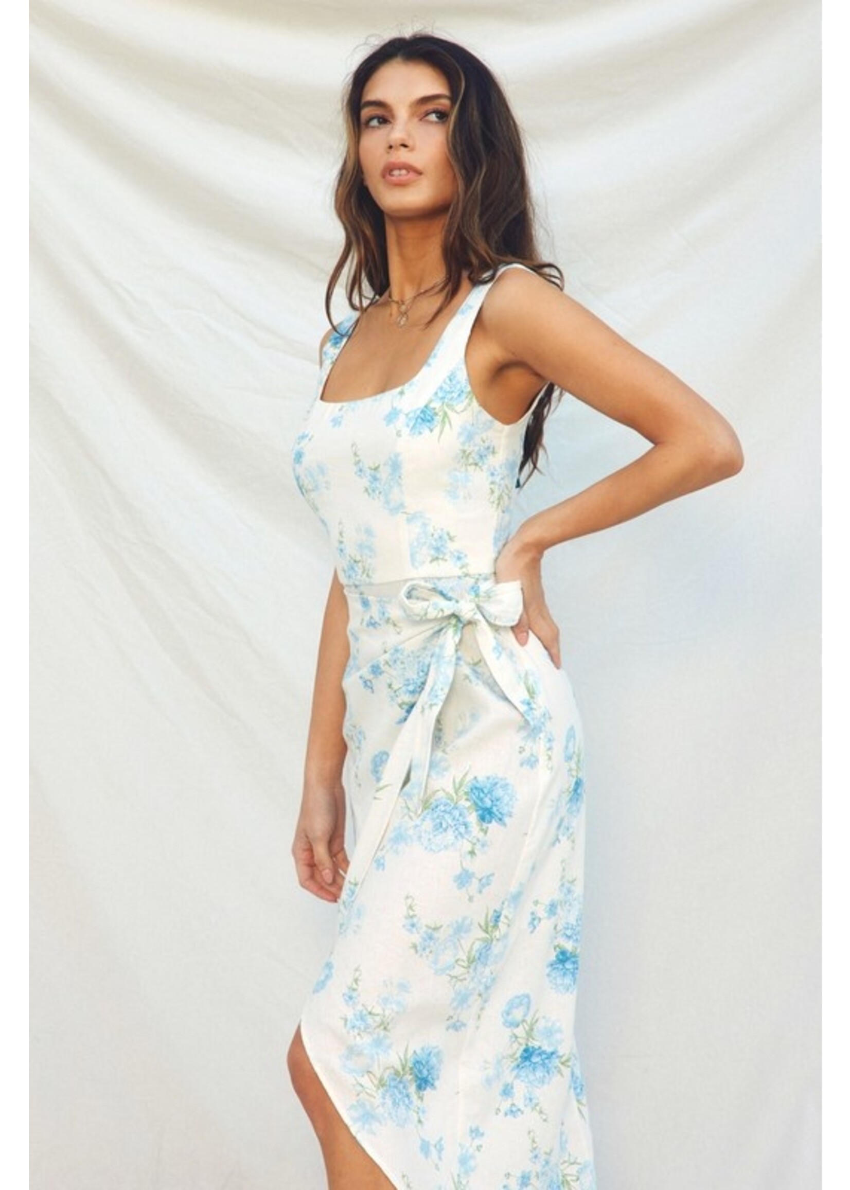 Tulip Hem Floral Wrap Dress Porcelain Bloom