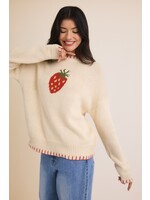 Strawberry Round Neck Sweater Cream