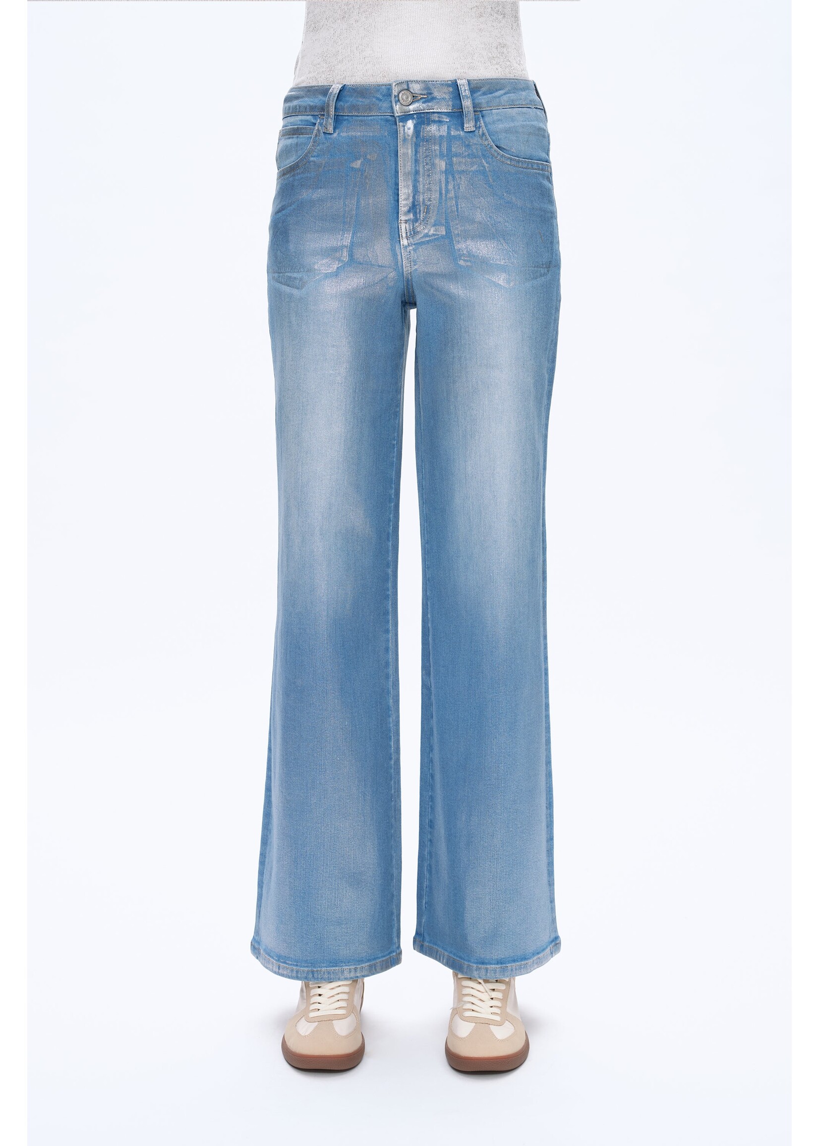 Zelda HR Wide Leg Denim Silver Shimmer