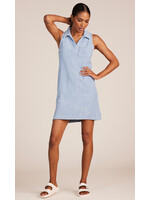 Terry Sleeveless Collar Shift Dress Water