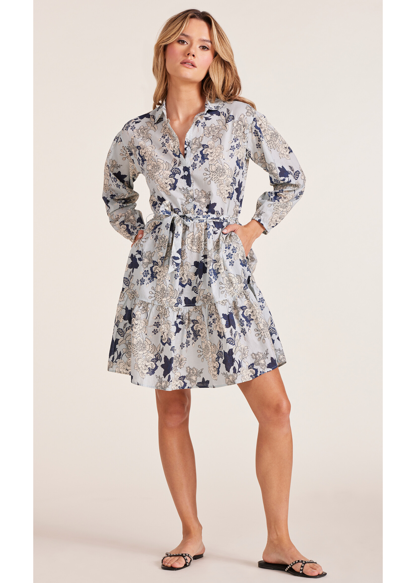 Balloon Sleeve Collared Tiered Dress Casablanca