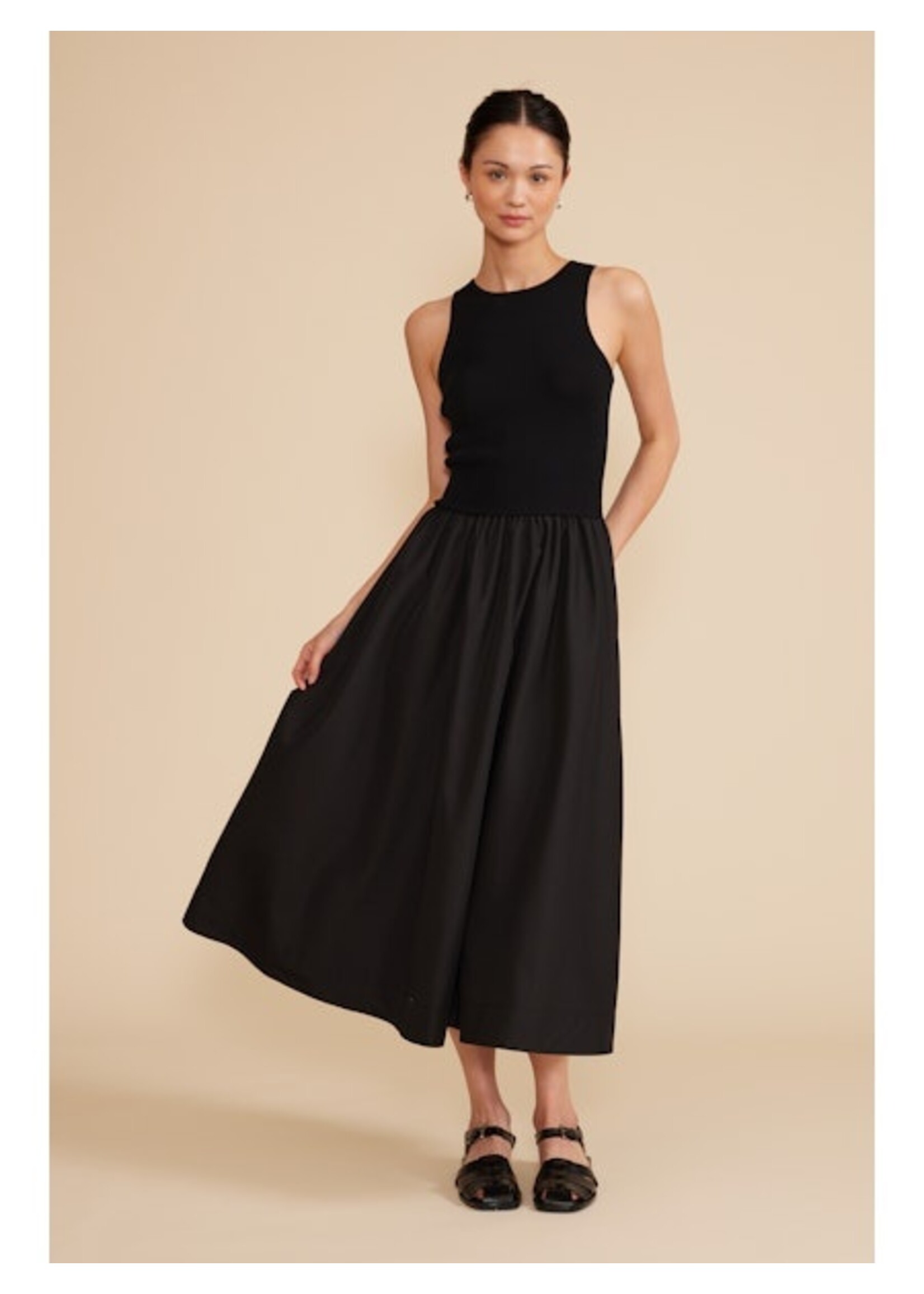 Marlena Mixed Media Dress Black