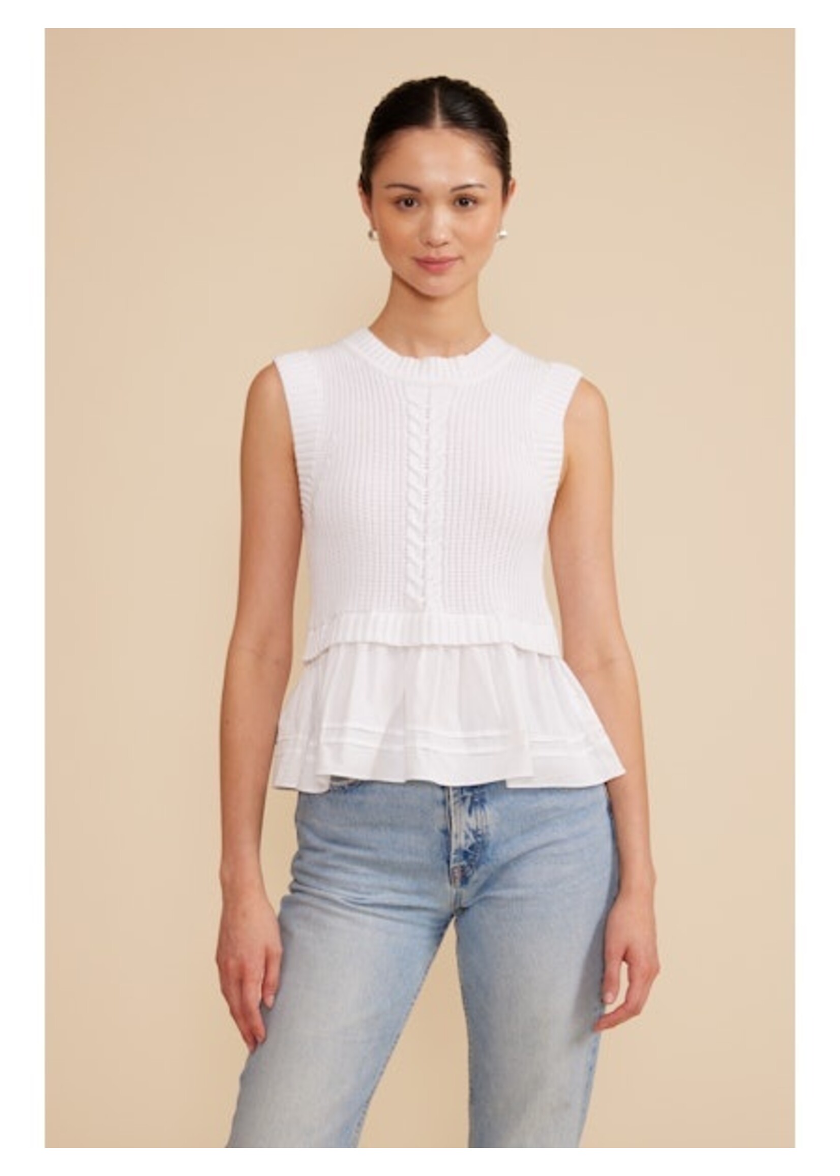 Millie Mixed Media Top White