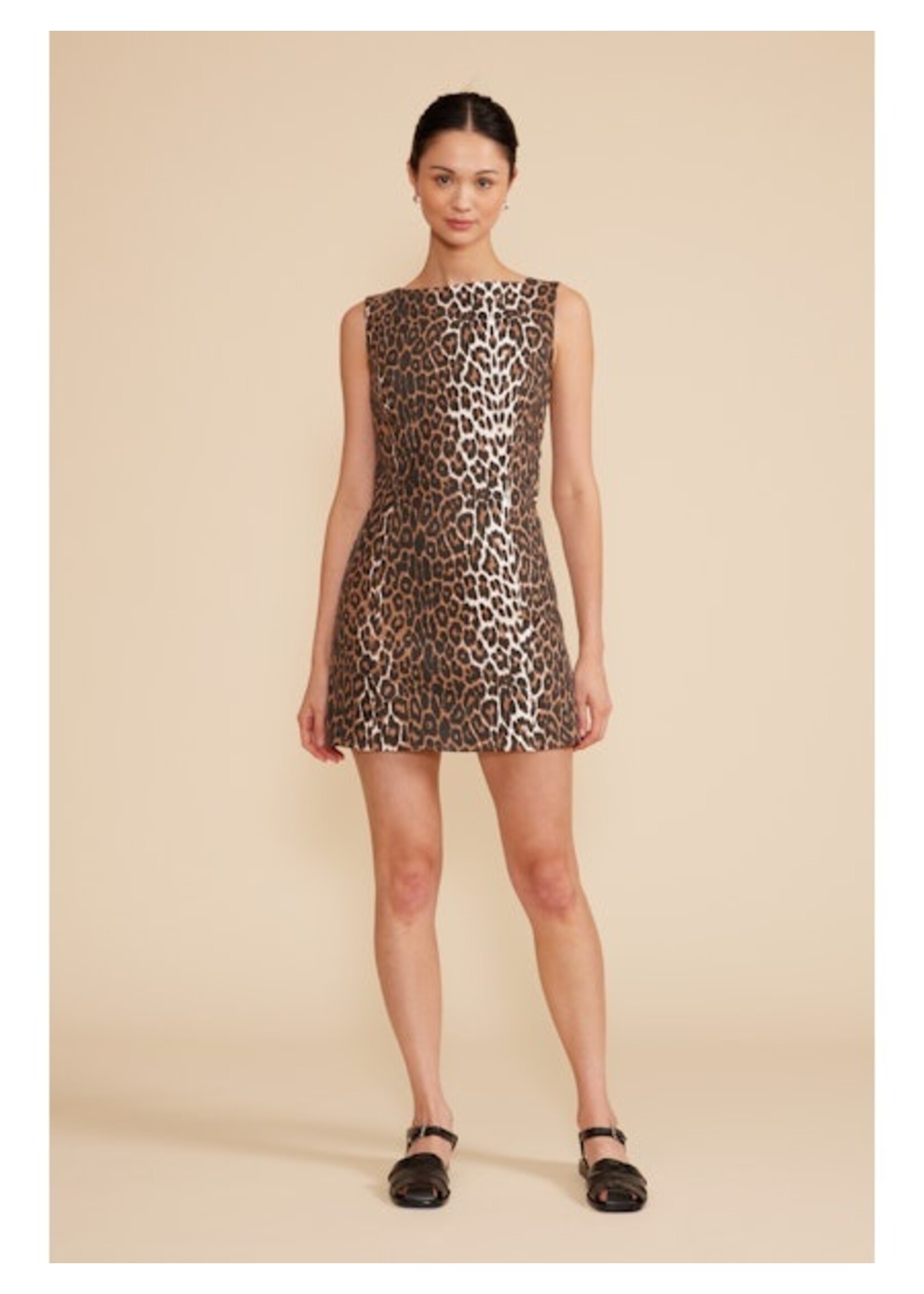 Cara Leopard Dress Brown