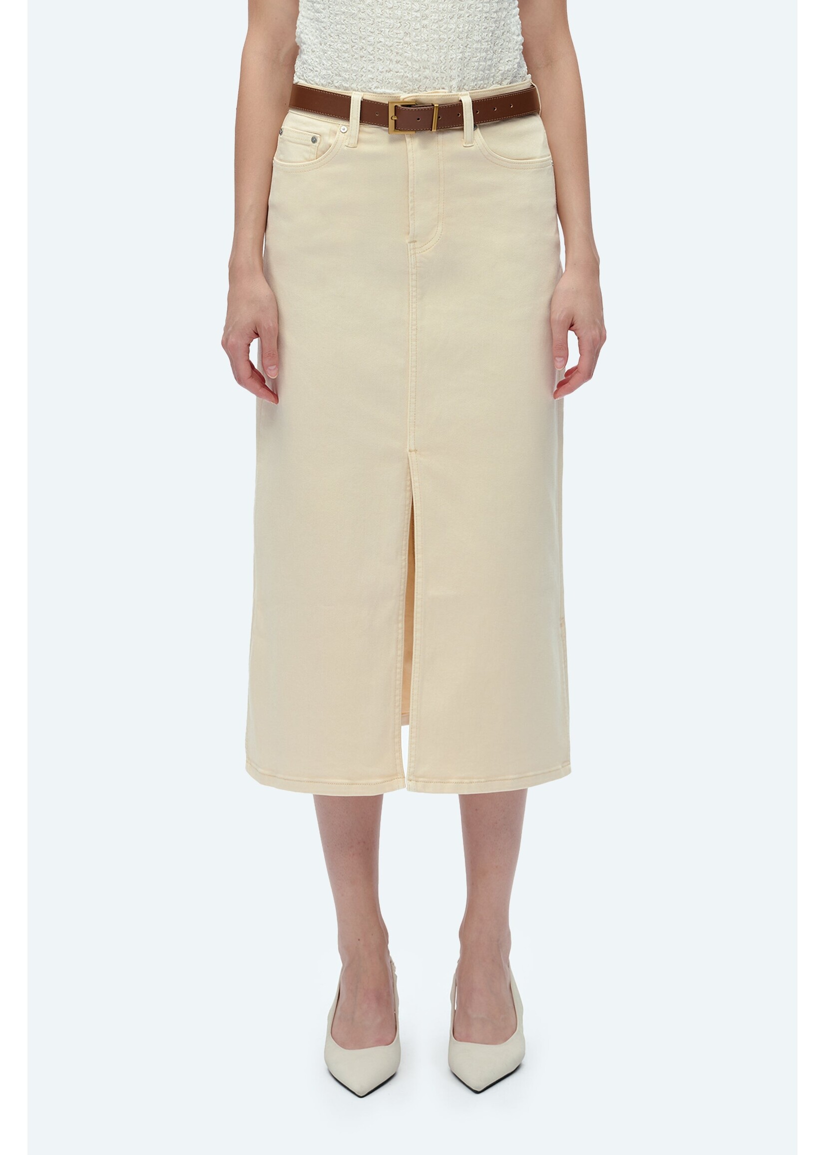 Lila Stretch Fishtail Skirt Beige