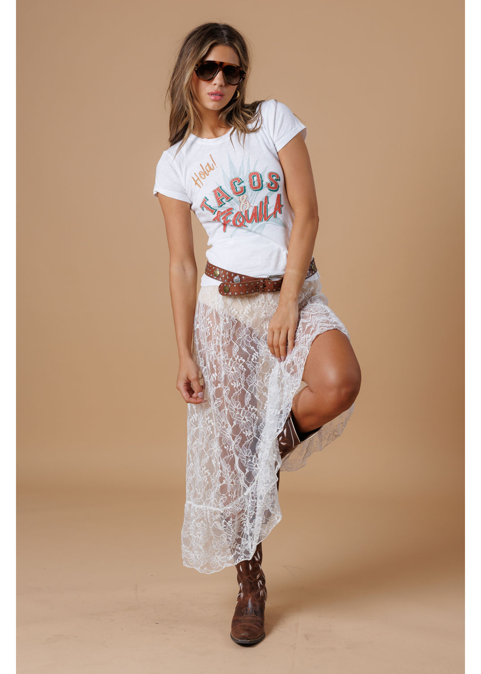 All Us Tacos & Tequila Babe Tee White