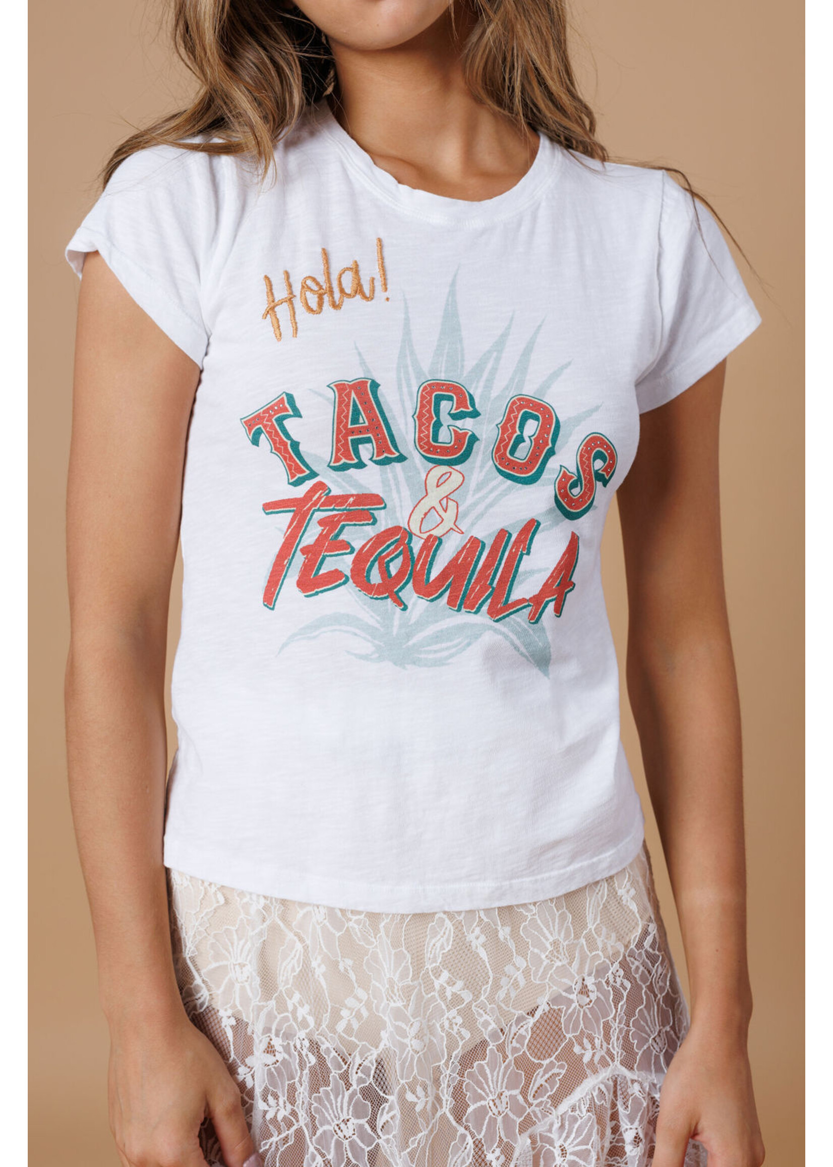 All Us Tacos & Tequila Babe Tee White