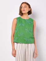 3-D Floral Embroidered Tank Green