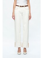 Michelle Mid Rise Straight Leg Jean Cream