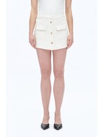 Barb HR Denim Skort w/ Gold Buttons White