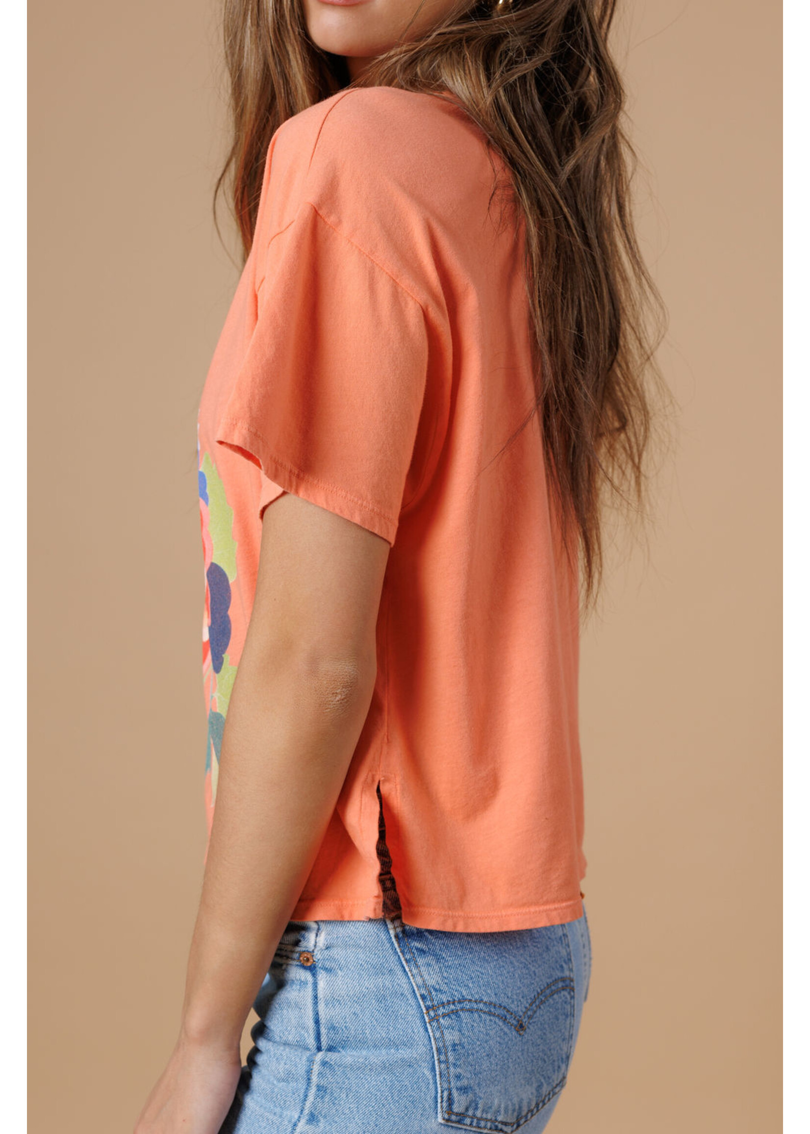 All Us Big Bloom Split Neck Tee Orange