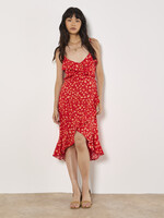 Leopard Pop Ruffle Maxi Dress Red/Orange