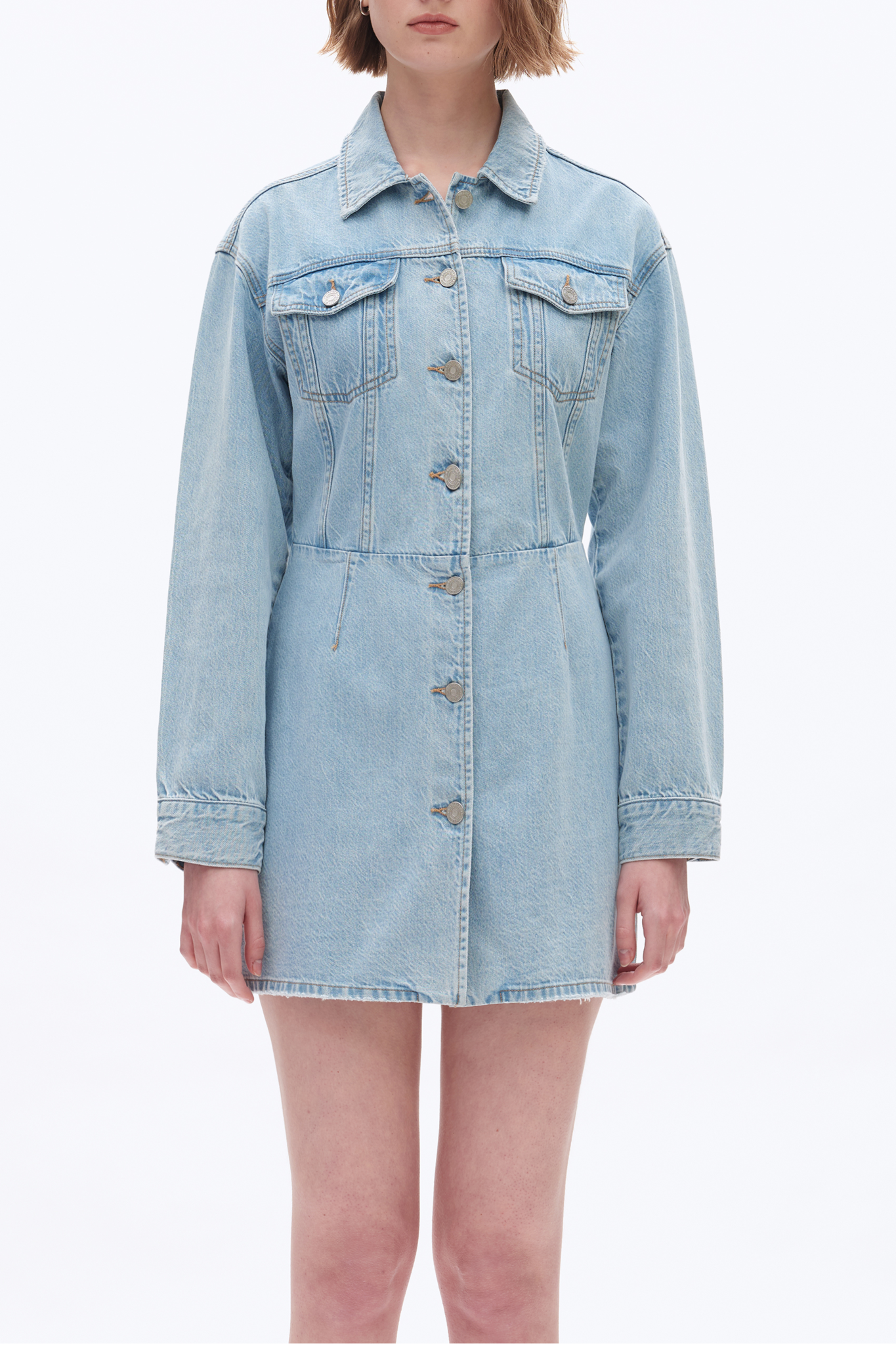 long sleeve denim mini dress Marit Long Sleeve Denim Mini Dress main image 0