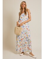 Summer Fruit Sleeveless Midi Dress Blue