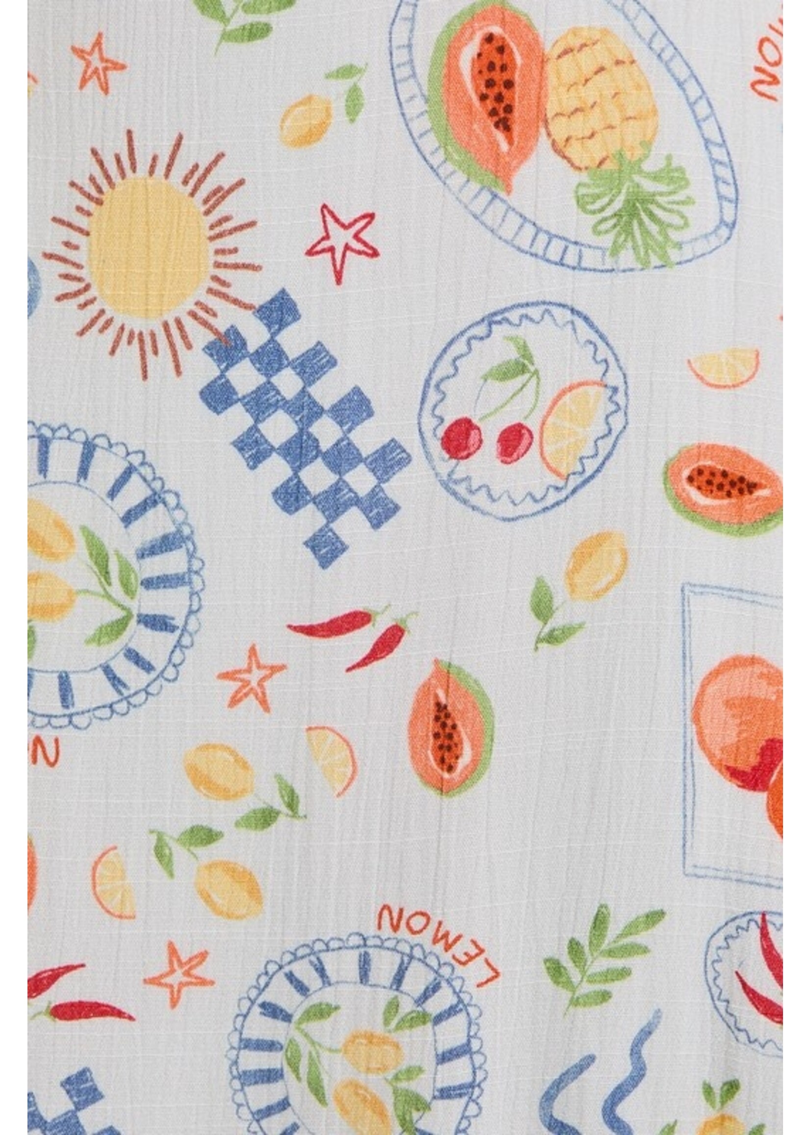 Summer Fruit Sleeveless Midi Dress Blue