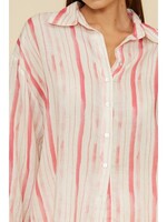 Cera Button Down Top Pink Stripe