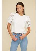 Avi Lace Sleeve Top White
