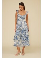 Cassandra Tiered Maxi Dress Blue Floral
