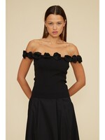 Kamila Floral Detail OTS Top Black