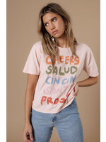 All Us Cheers Wide Neck Tee Peach