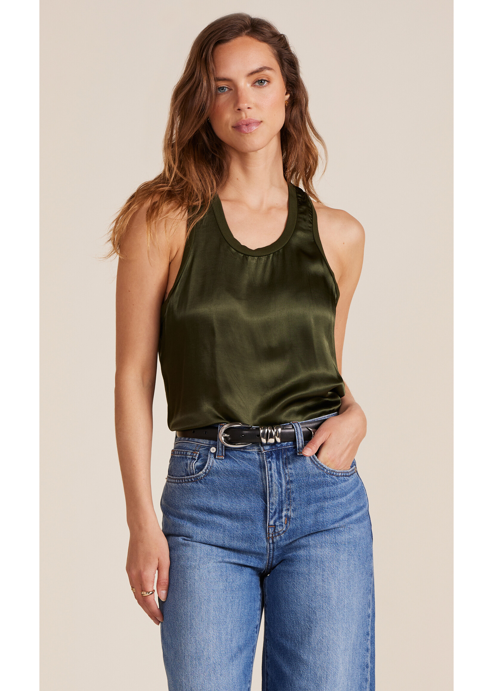 Racer Back Silk Tank Hunter Green