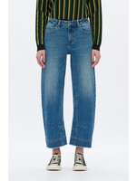 Brooke Mid Rise Barrel Leg Jean Medium Blue