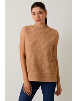 Pocket w/ Gold Buttons Sweater Vest Beige