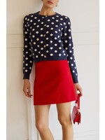Felt High Waisted Mini Skirt Red