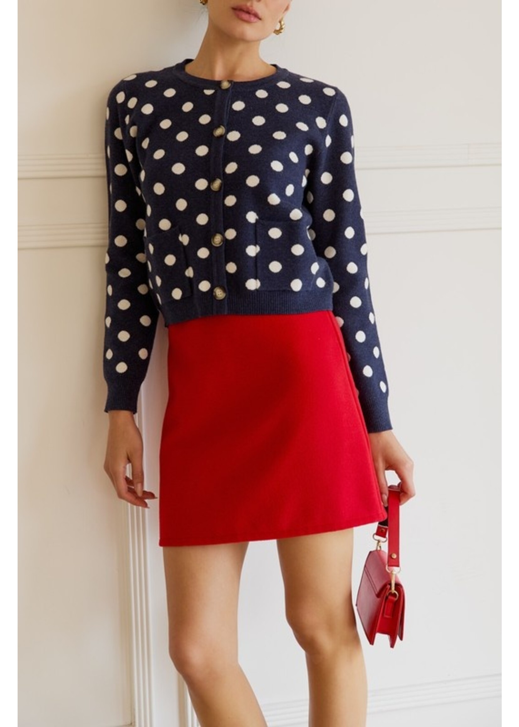 Felt High Waisted Mini Skirt Red
