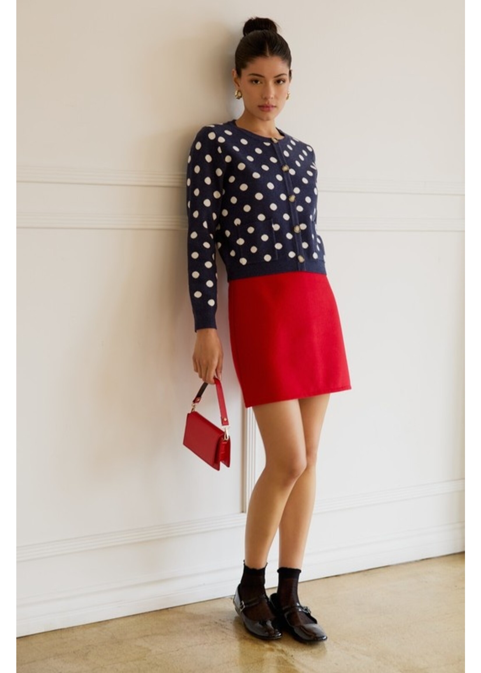 Felt High Waisted Mini Skirt Red