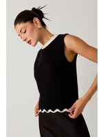 Scallop Hem Sweater Tank Black