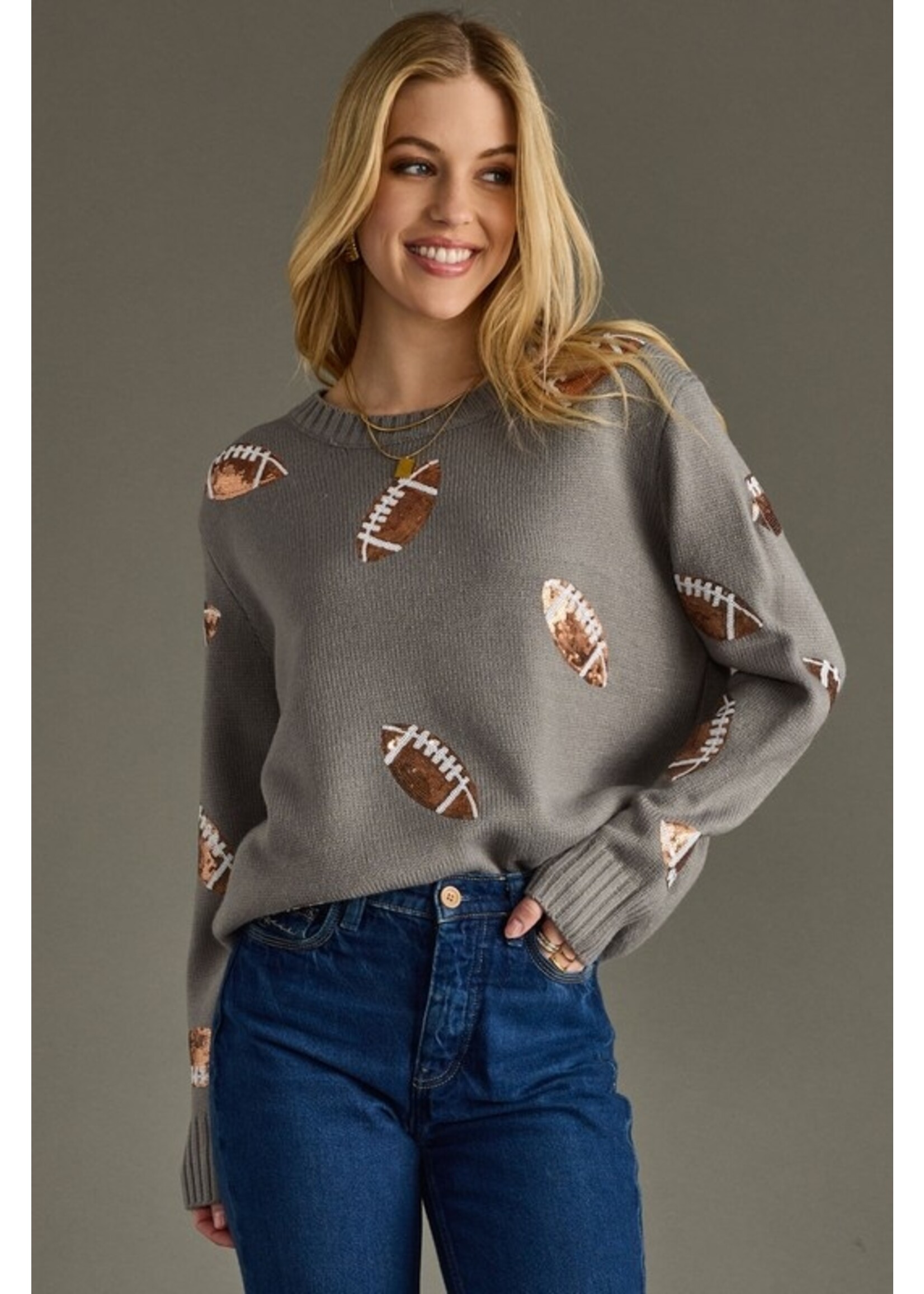 Panache Apparel Co. Sequin Football Sweater