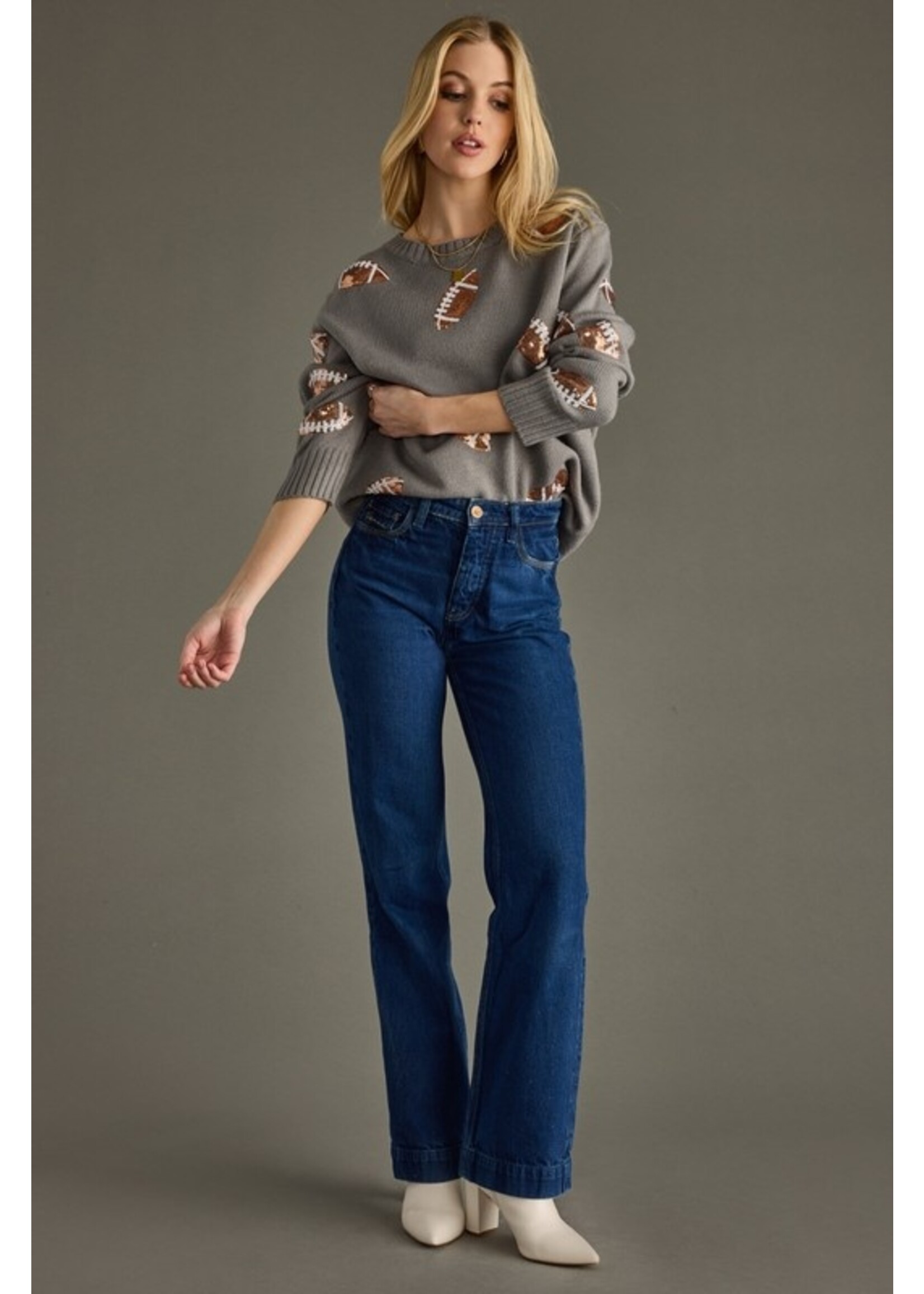 Panache Apparel Co. Sequin Football Sweater