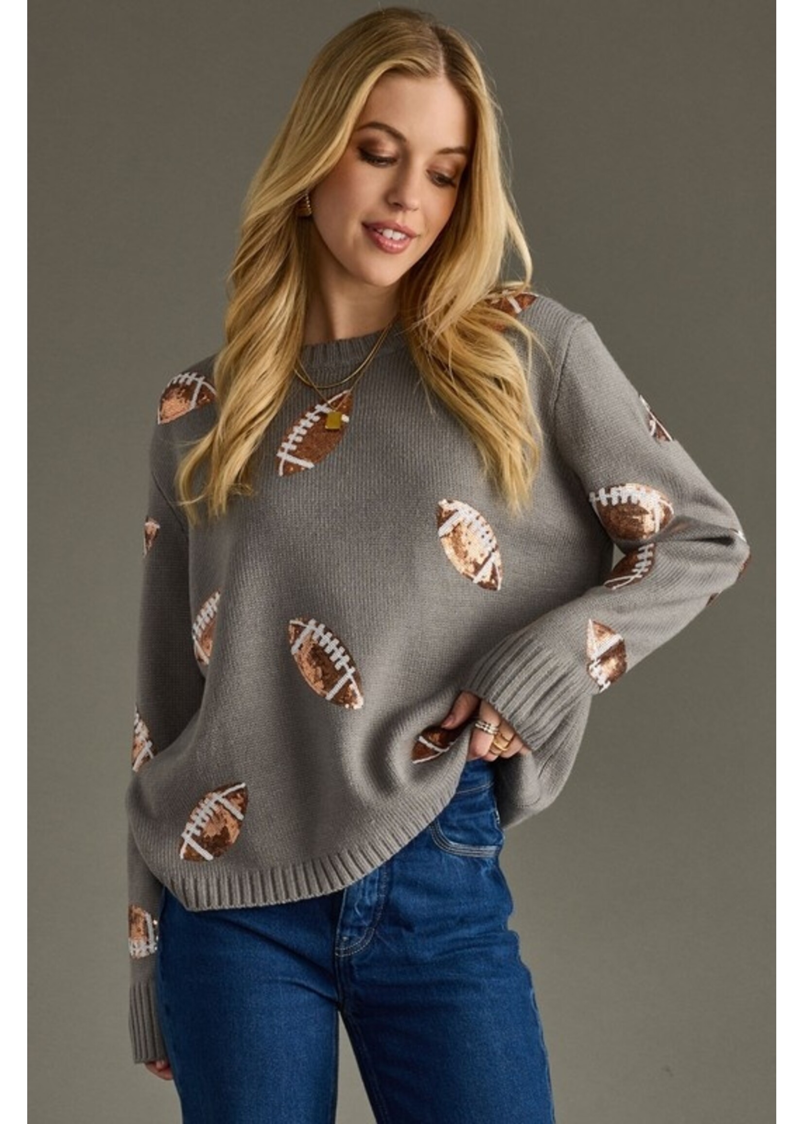 Panache Apparel Co. Sequin Football Sweater