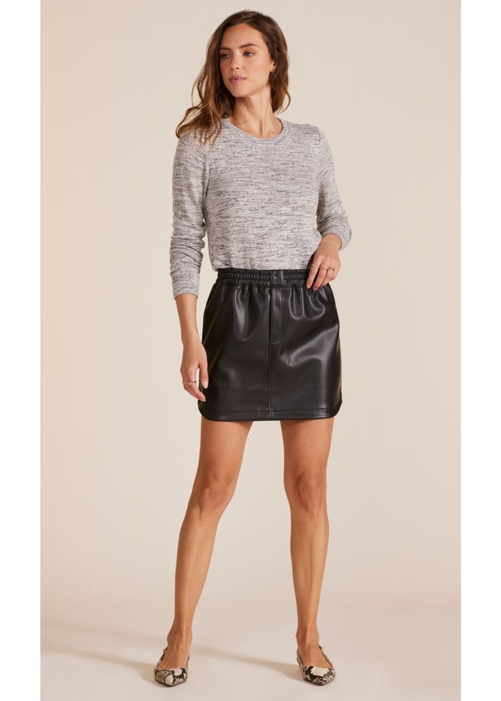 Faux Leather Fly Mini Skirt Black
