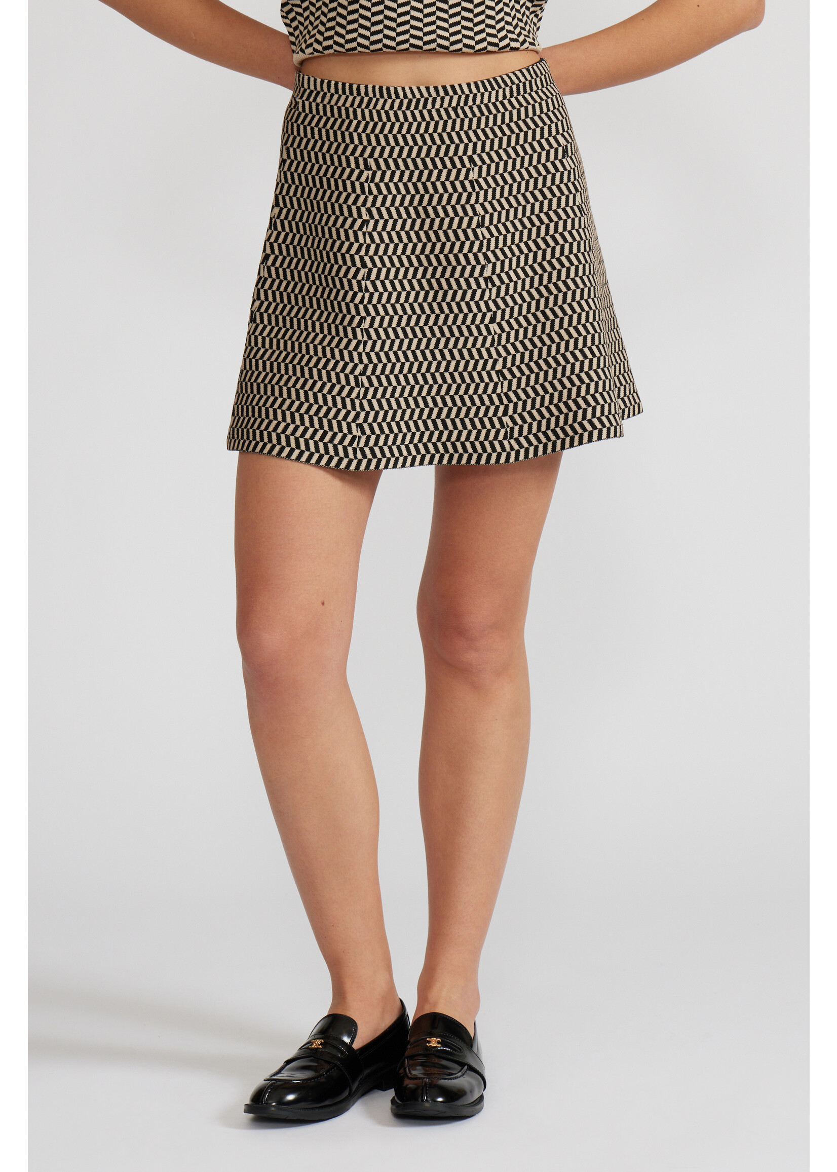 Pip Knit Mini Skirt Black/Tan