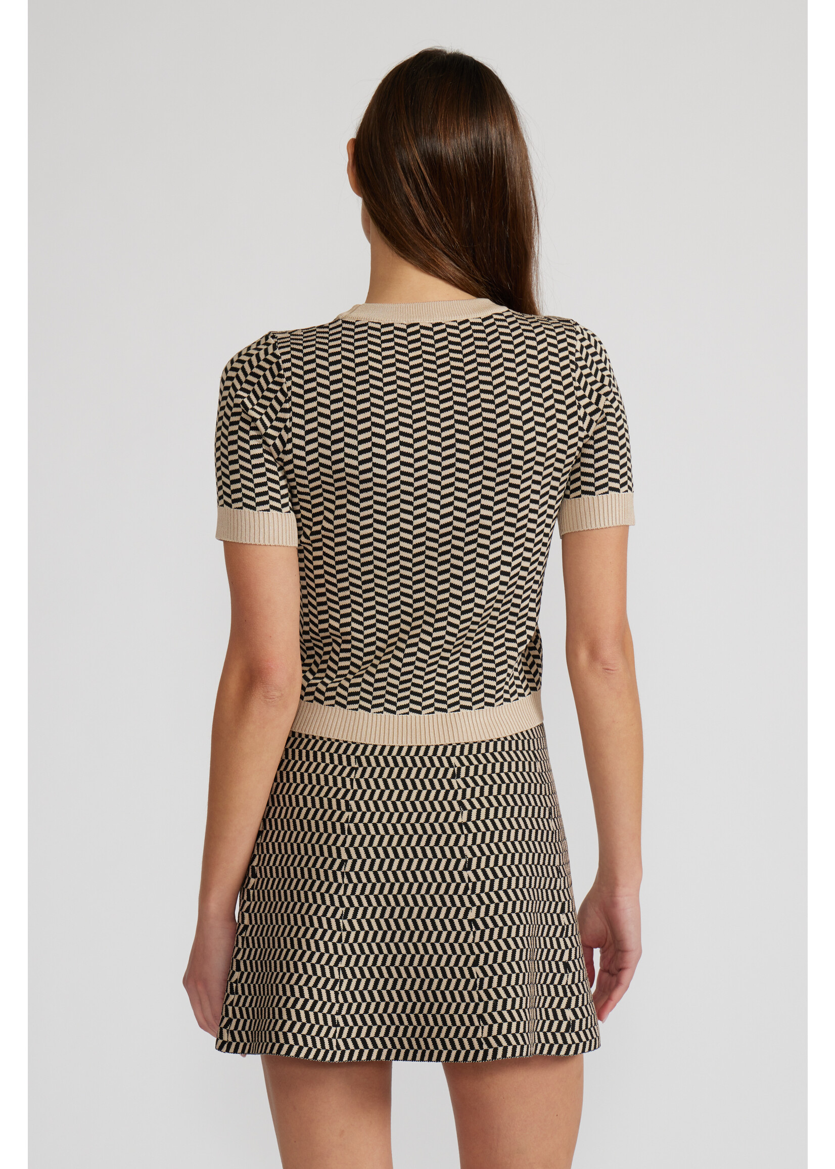 Pip Knit Mini Skirt Black/Tan
