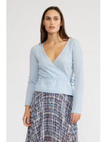 Dominic Faux Wrap Top Sky Blue