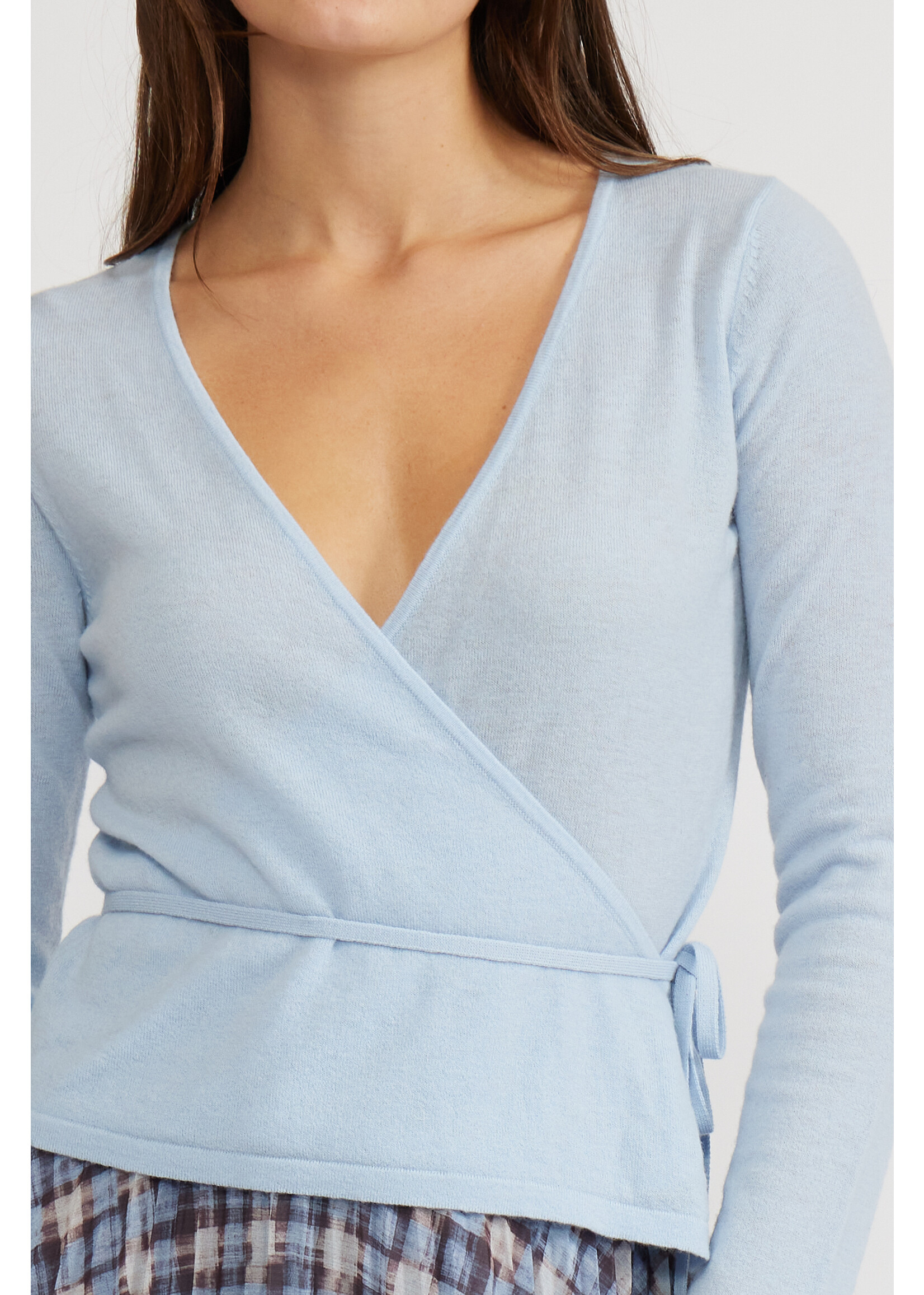 Dominic Faux Wrap Top Sky Blue
