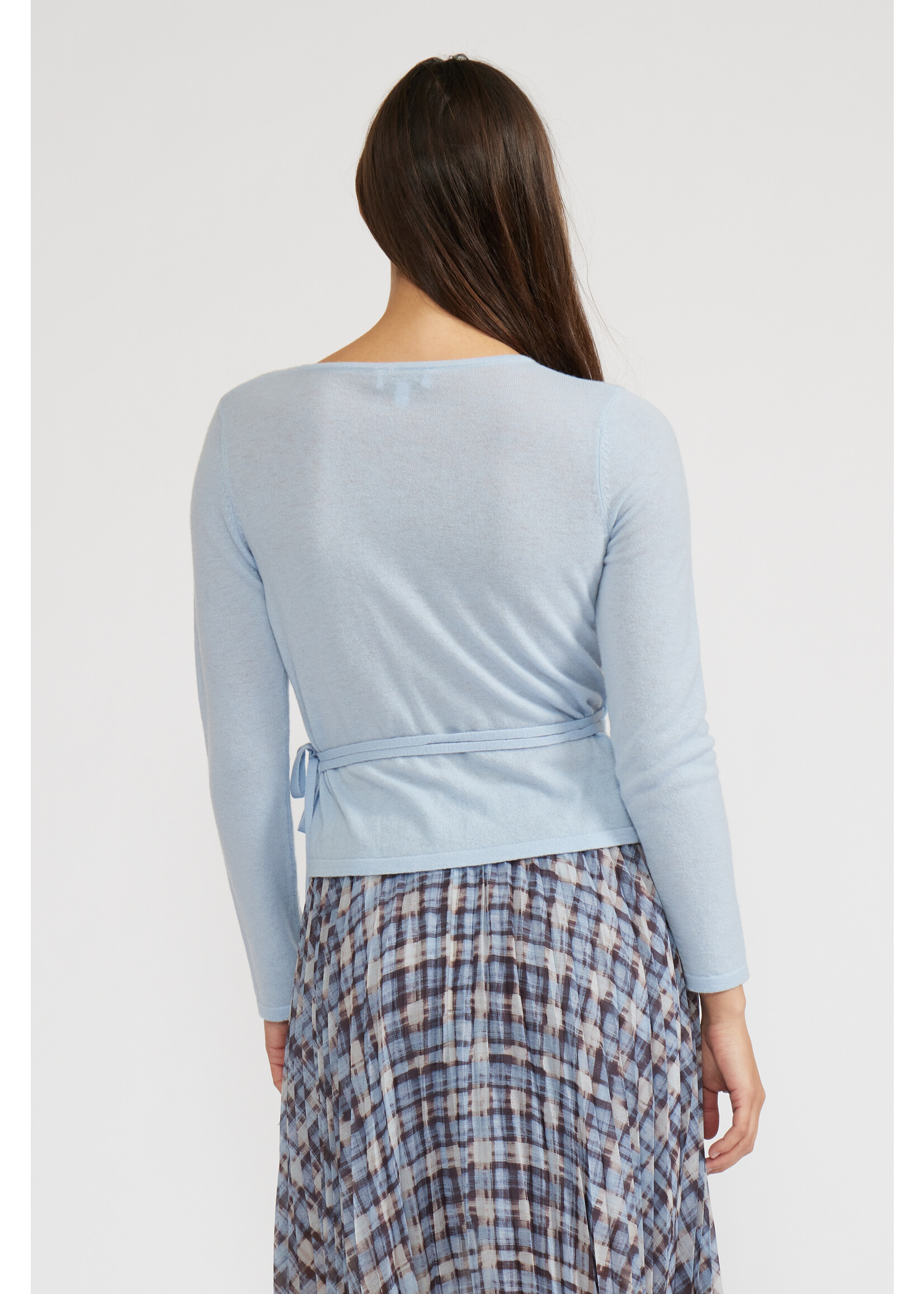 Dominic Faux Wrap Top Sky Blue
