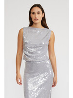 Michelle Sequined Sleeveless Top Silver