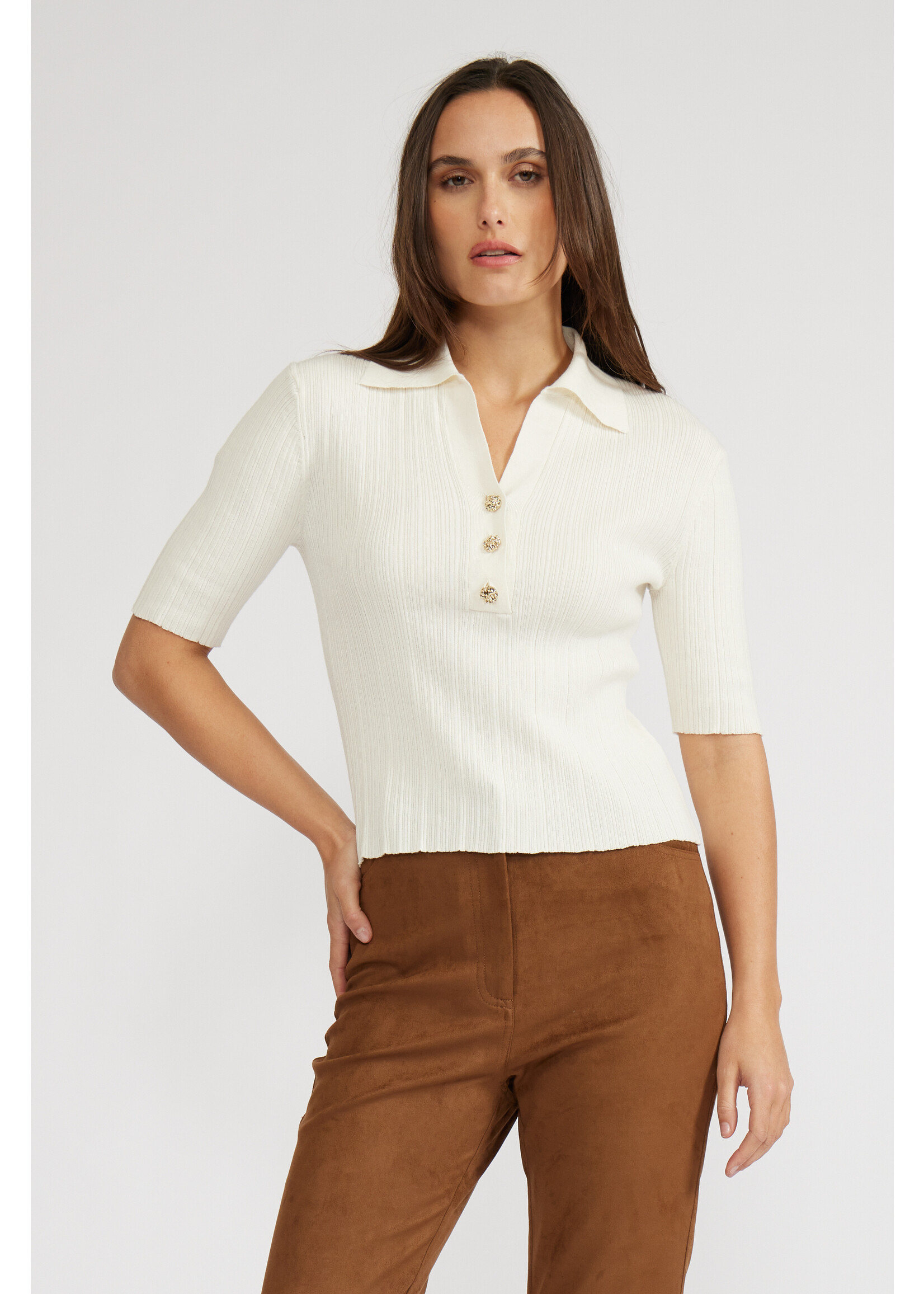 Callan Knit Sweater Top Cream