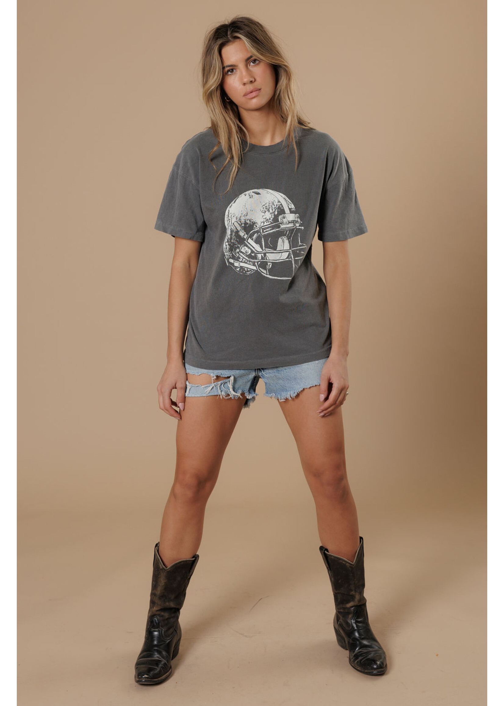 All Us Football Helmet Big Boy Tee Charcoal