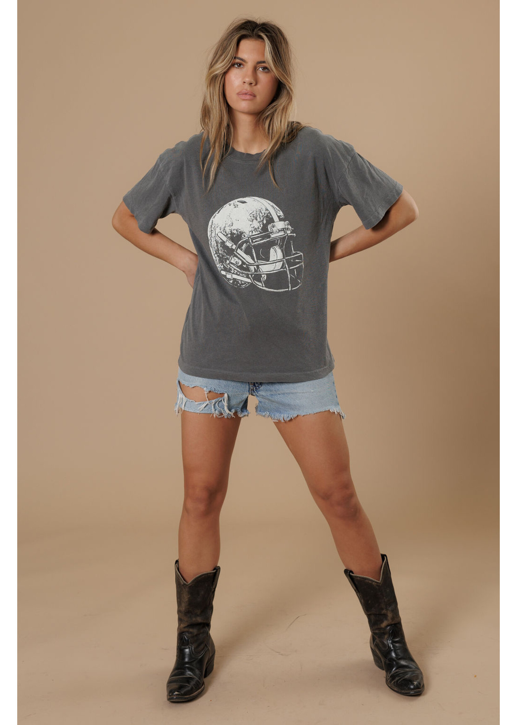 All Us Football Helmet Big Boy Tee Charcoal